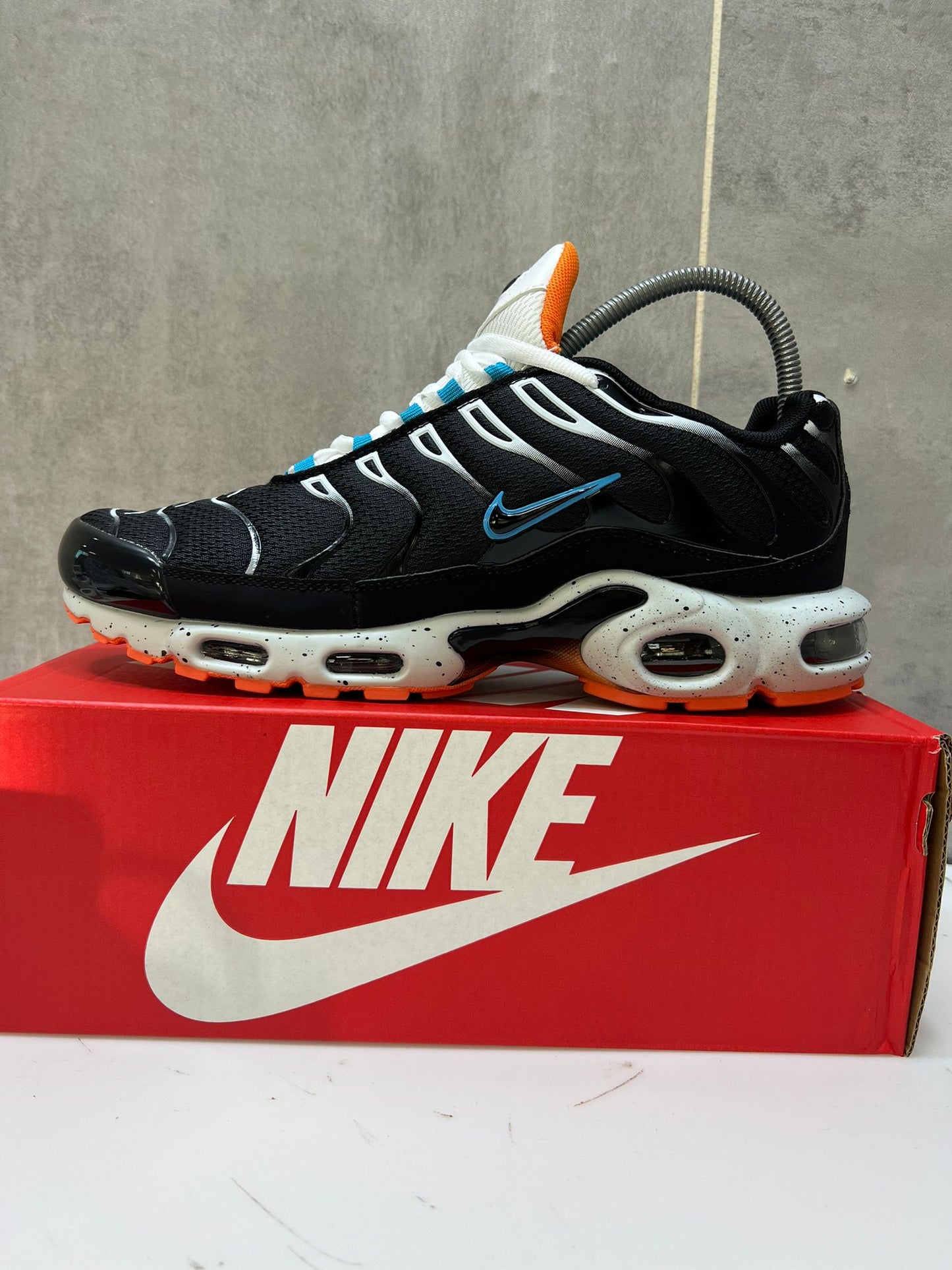Nike Air Max Plus TN's Black with Orange Accent Sports Trainers