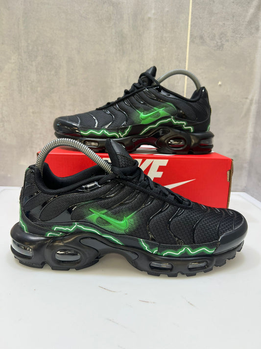 Nike Air Max Plus TN's Black with Neon Green Swoosh Running Shoes