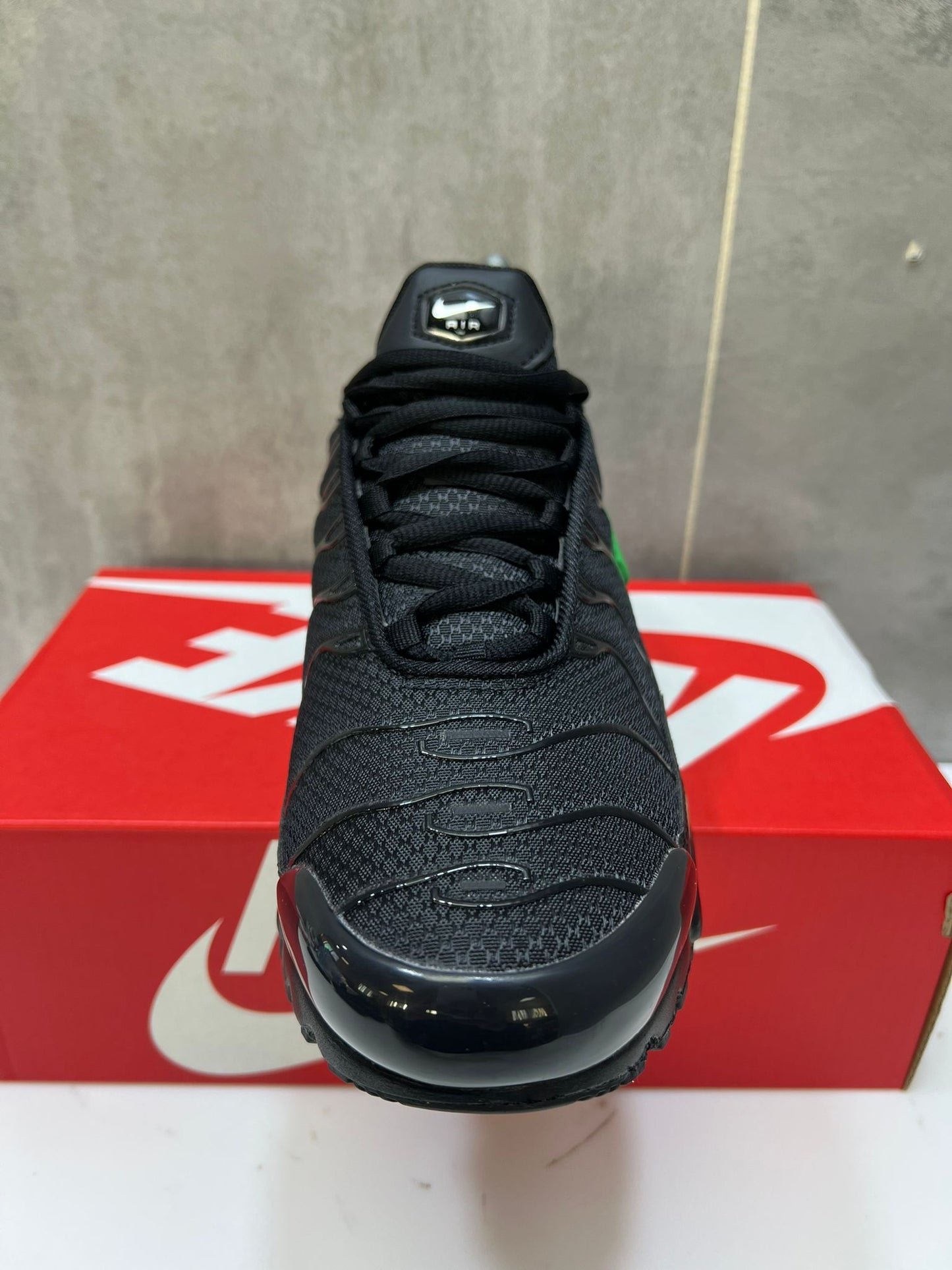 Nike Air Max Plus TN's Black with Neon Green Swoosh Running Shoes