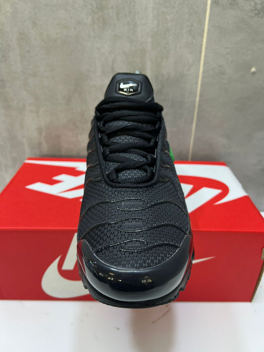 Nike Air Max Plus TN's Black with Neon Green Swoosh Running Shoes