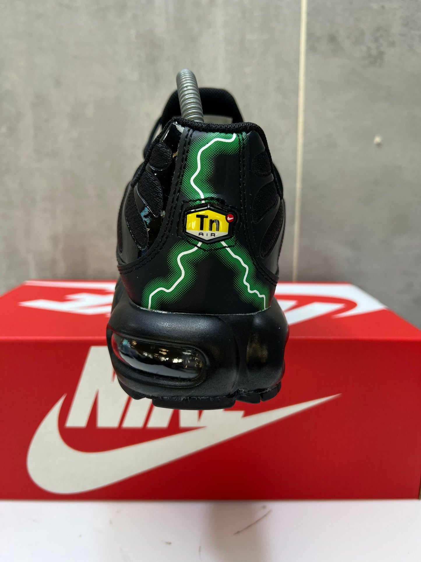 Nike Air Max Plus TN's Black with Neon Green Swoosh Running Shoes
